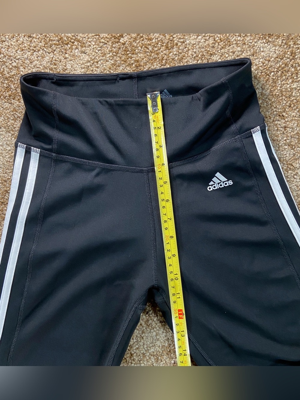 Adidas Climalite Black 3-Stripe High Rise Leggings Women’s Small Activewear - Picture 5 of 13